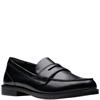 CLARKS WOMENS SLIP ON LOAFER - BLACK LEATHER